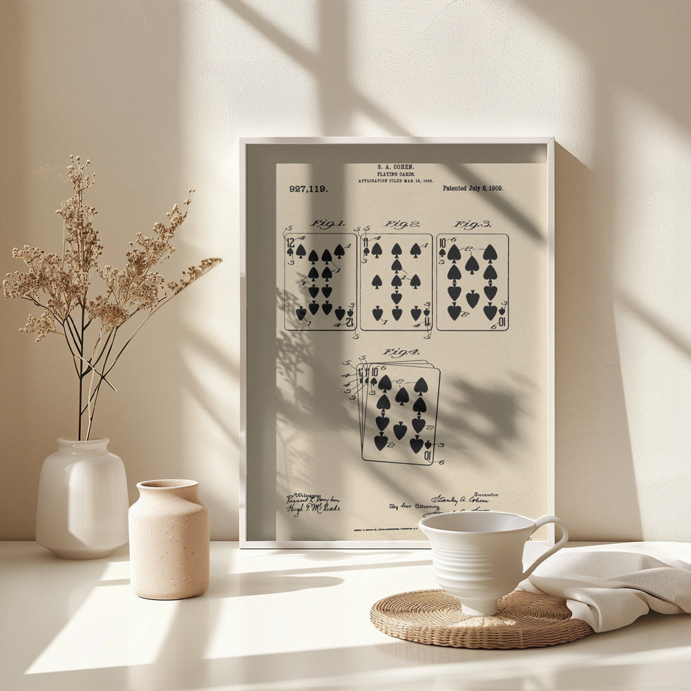 Playing Cards Patent 1909 - Poster / Art Print - interiör