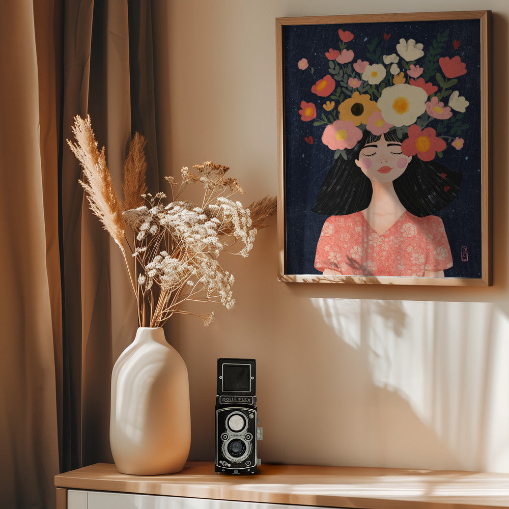 Midnight Flowers and Thoughts - Poster / Art Print - interiör