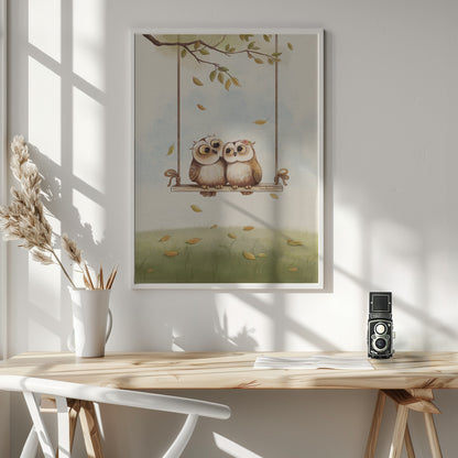 Owls in love - Poster / Art Print - interiör