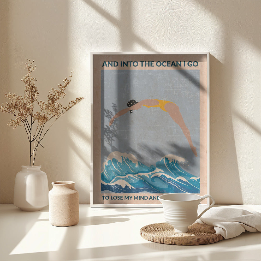 Into the Ocean (blue) Standard Wall Art - Poster / Art Print - interiör