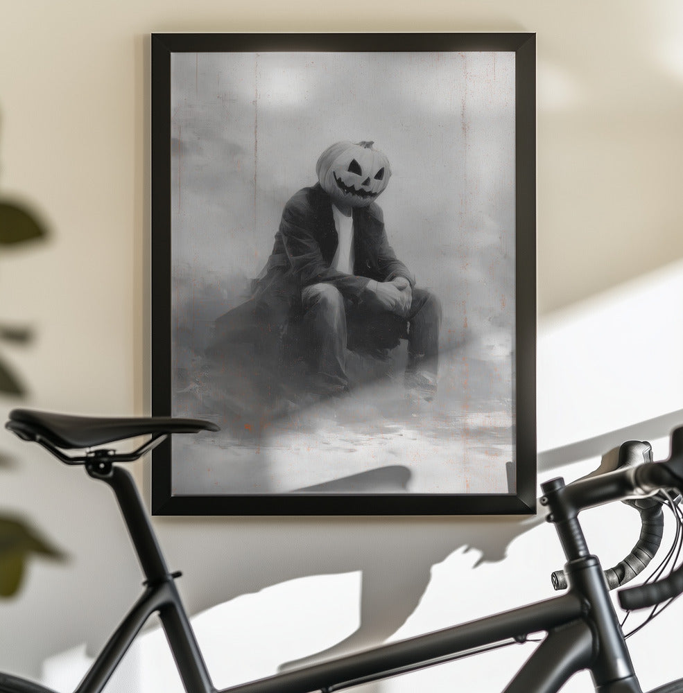 Man With Pumpkin Halloween Scene (2) - Poster / Art Print - interiör