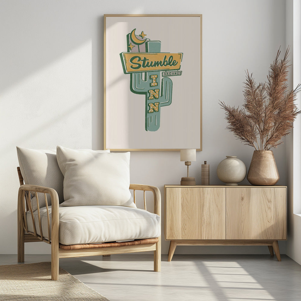 Stumble Inn Southwestern Roadside Motel Art - Poster / Art Print - interiör