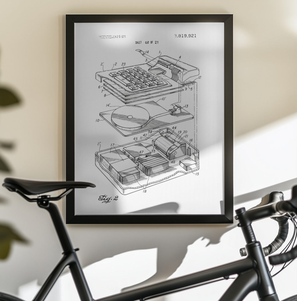 Electronic Calculator Patent 1974 - Poster / Art Print - interiör