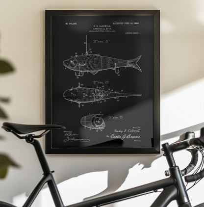 Artificial Bait Patent 1908 - Poster / Art Print - interiör