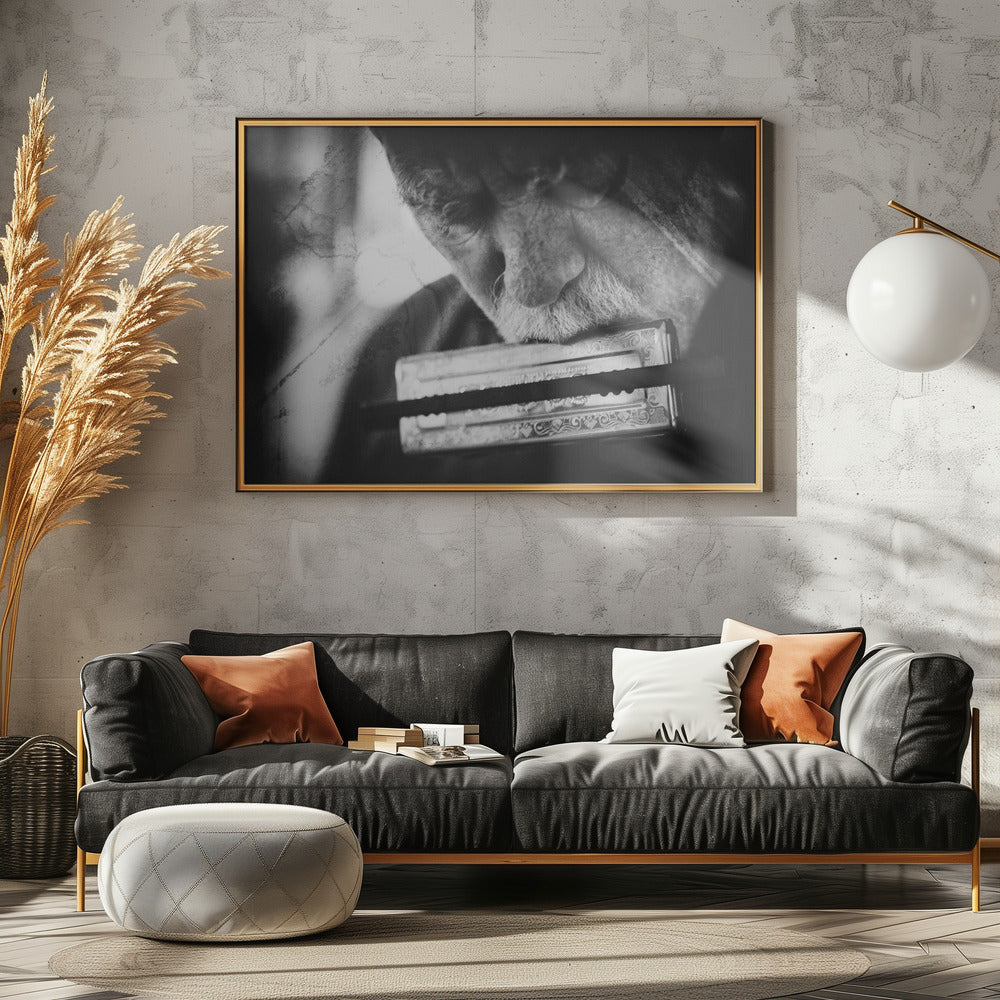 Wolf with harmonica - Poster / Art Print - interiör