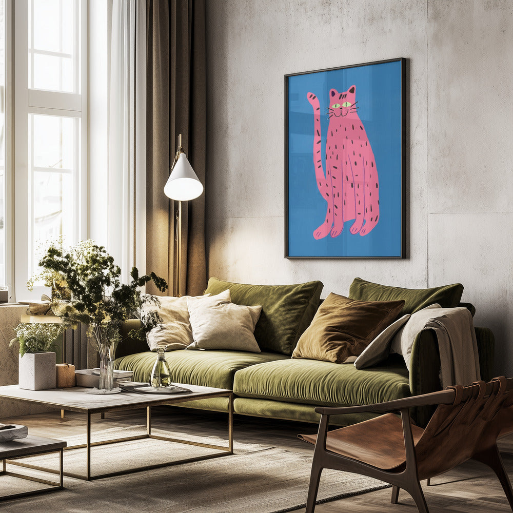 Pink cat - Poster / Art Print - interiör