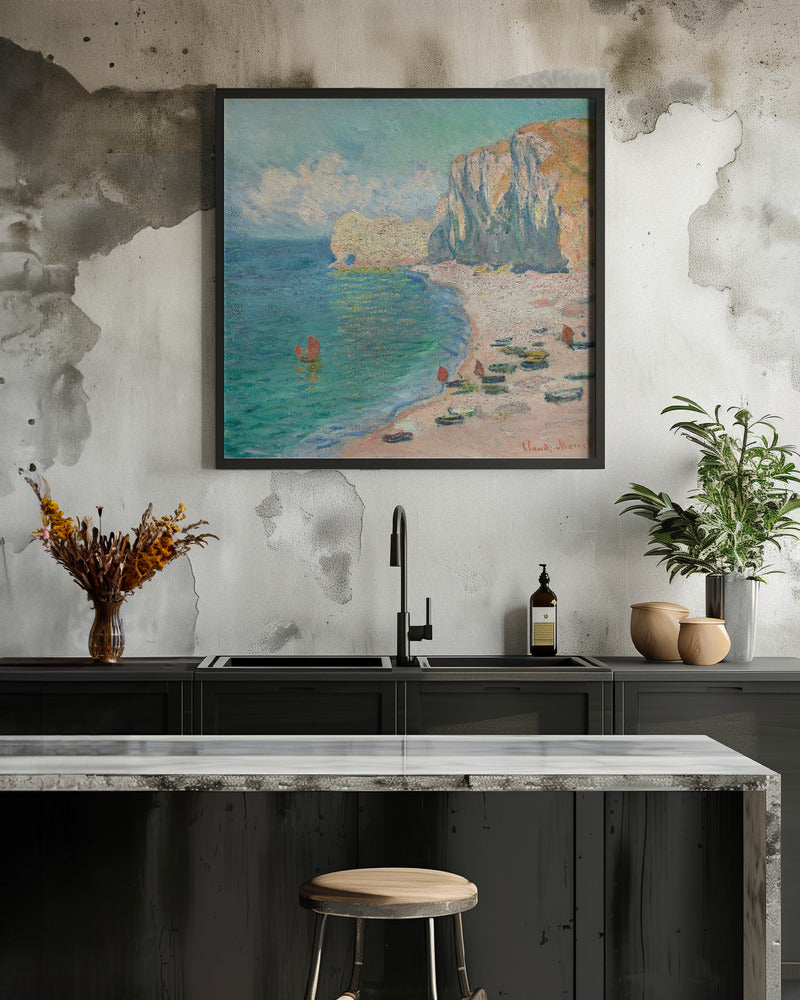 The Beach and the Falaise D'amont (1885) By Claude Monet. - Poster / Art Print - interiör
