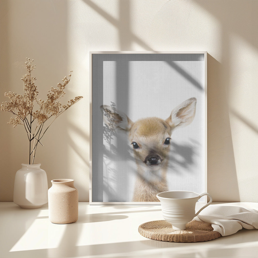 Peekaboo Baby Deer - Poster / Art Print - interiör