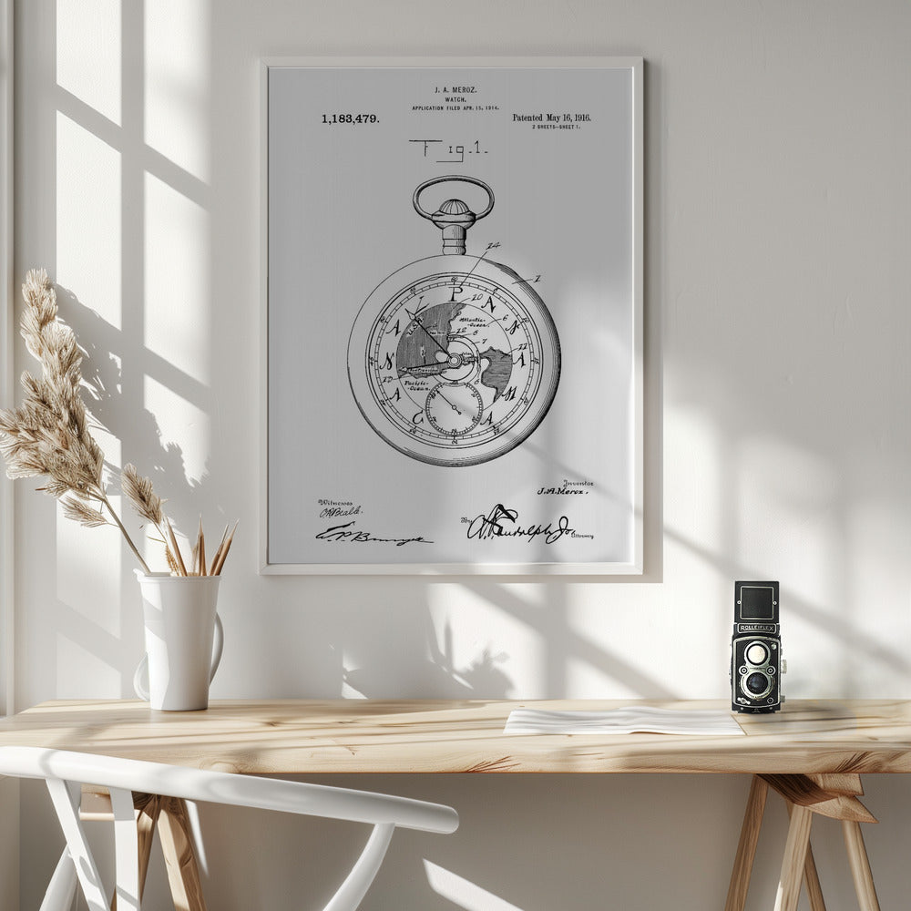 Watch Patent 1916 - Poster / Art Print - interiör