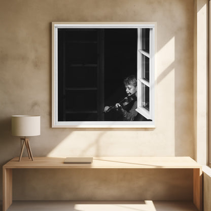 Violinist in the window - Poster / Art Print - interiör