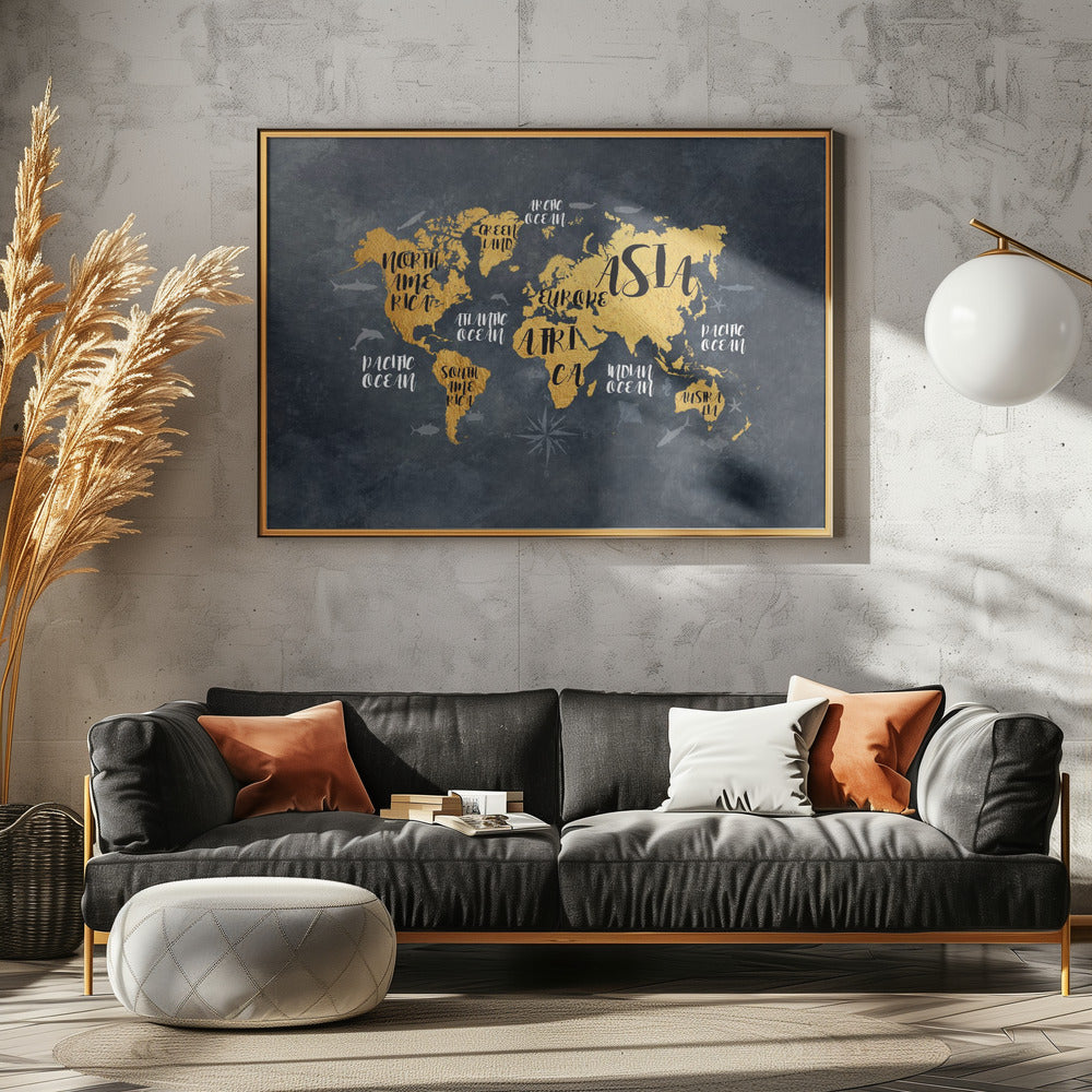 Världskarta 30 - Poster / Art Print - interiör