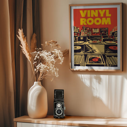 Retro Vinyl Shop - Poster / Art Print - interiör