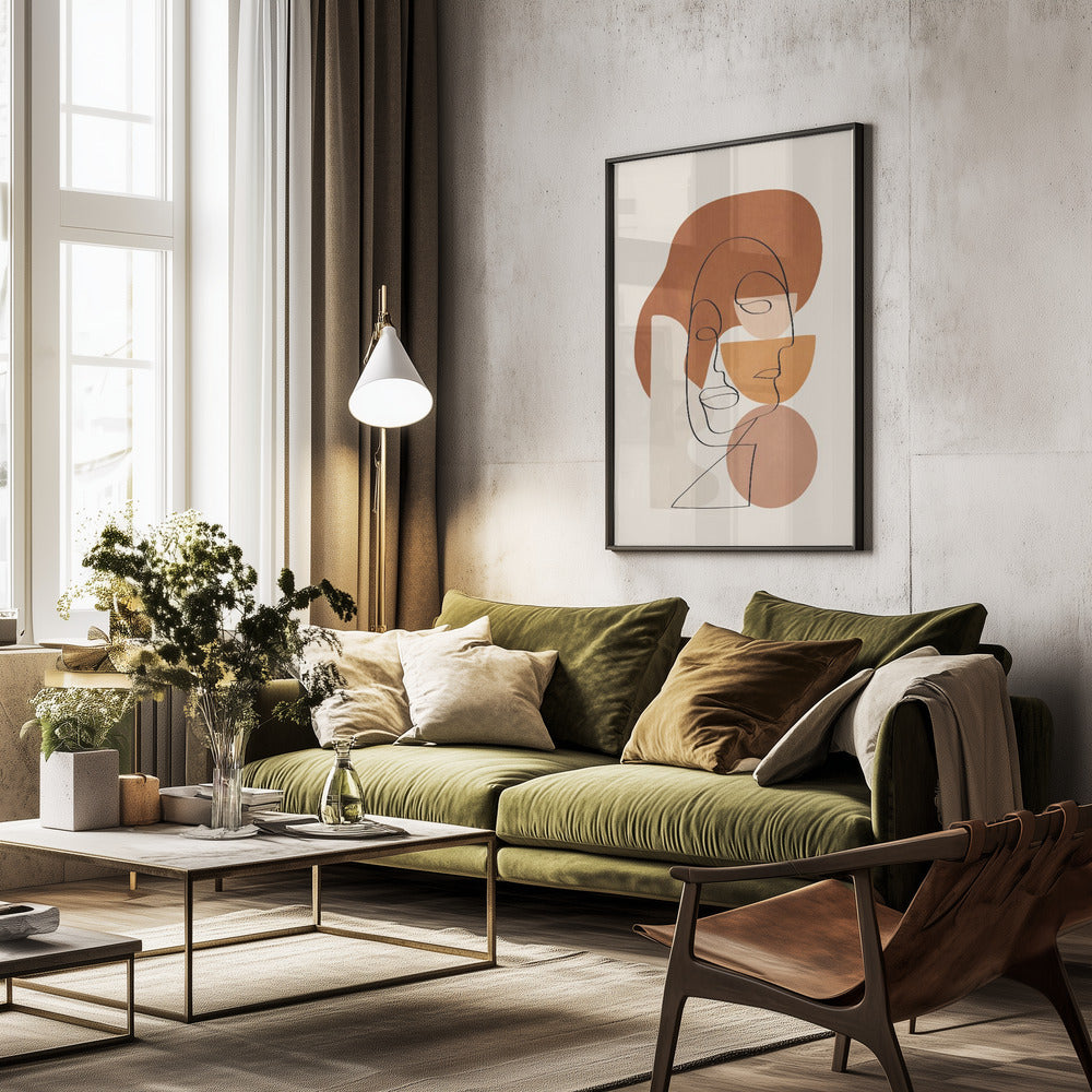 Abstract Clay Faces II - Poster / Art Print - interiör