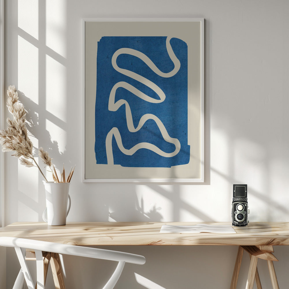 Geometric Abstract Minimal Blue - Poster / Art Print - interiör