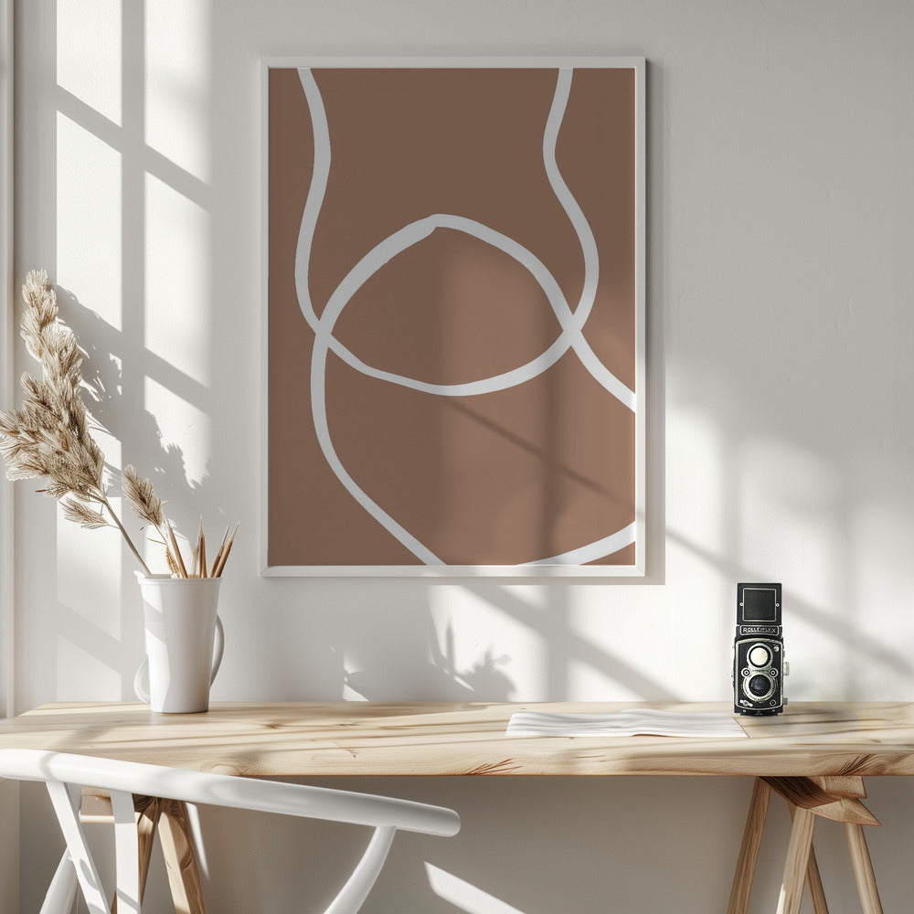 Abstract Lines Mocha 2 - Poster / Art Print - interiör