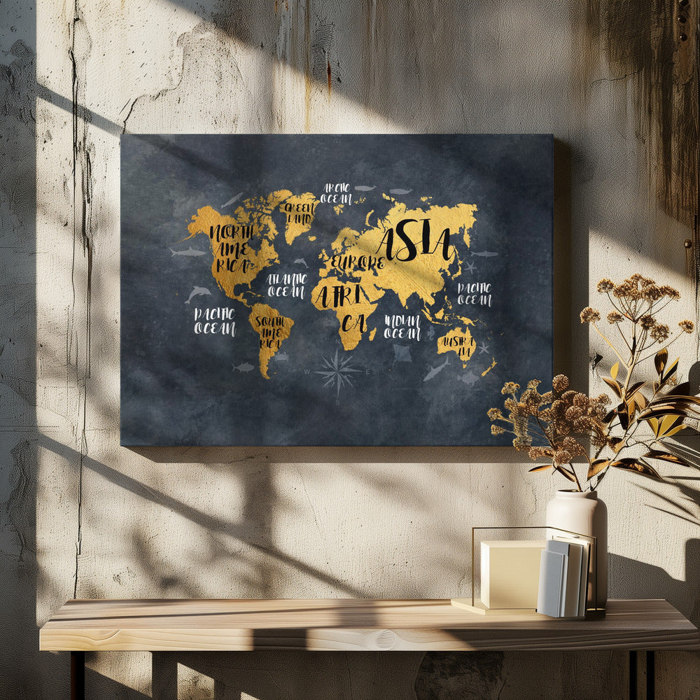 Världskarta 30 - Poster / Art Print - interiör