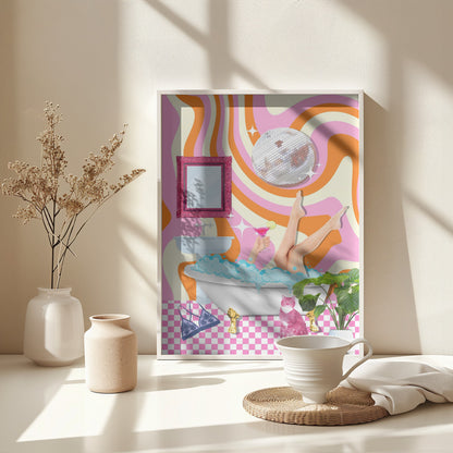Groovy Bathtub Bliss - Poster / Art Print - interiör