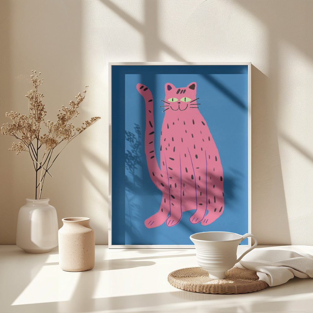 Pink cat - Poster / Art Print - interiör