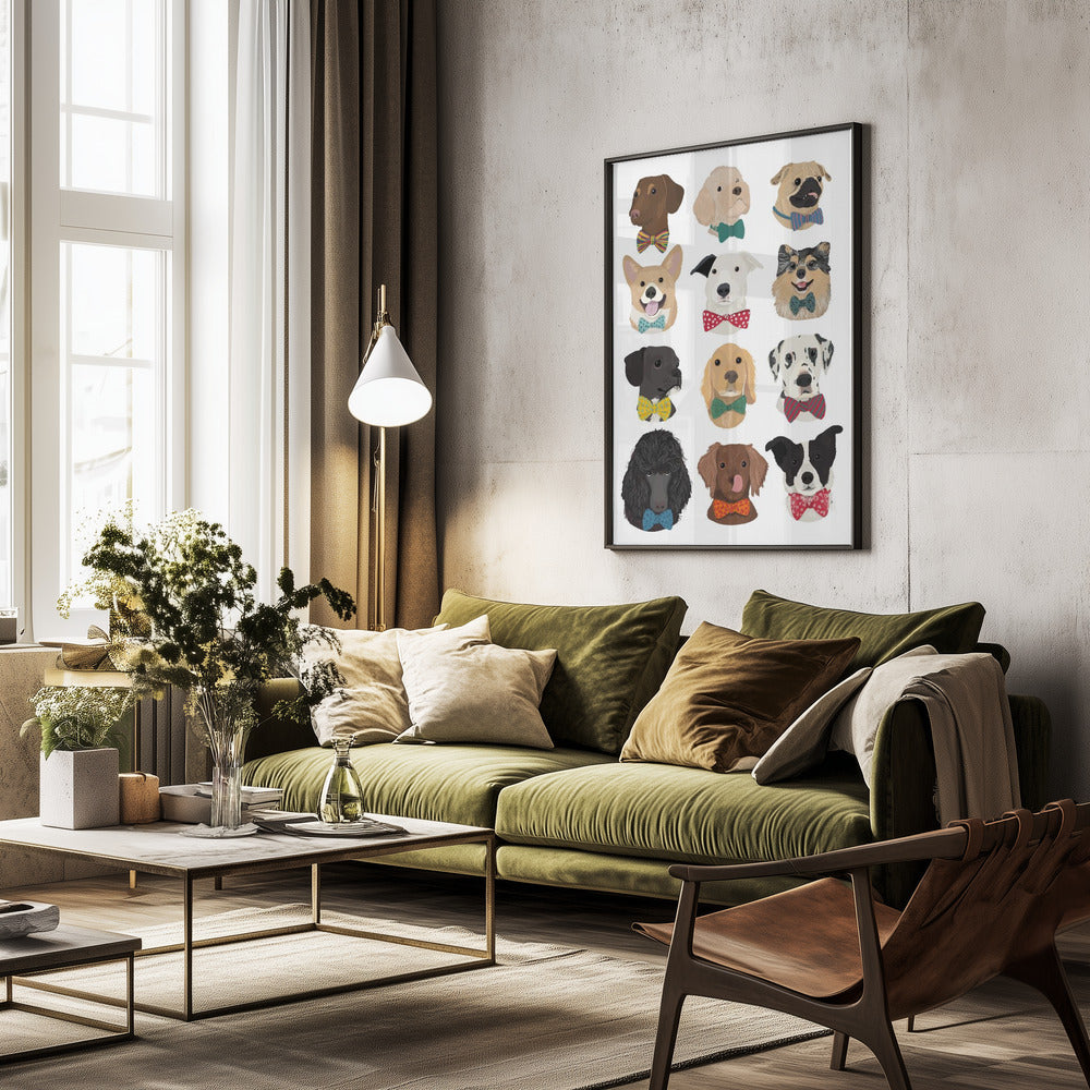 Dog In Bow - Poster / Art Print - interiör