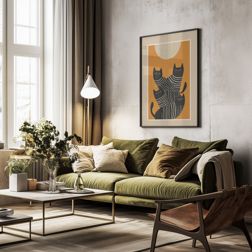 Abstract Black Cats - Poster / Art Print - interiör
