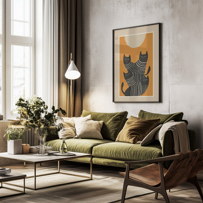 Abstract Black Cats - Poster / Art Print - interiör