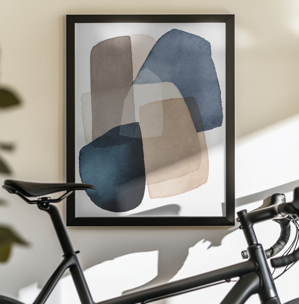 Blue Brown Blocks - Poster / Art Print - interiör