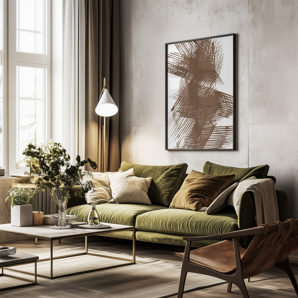 Abstract Brown Lines - Poster / Art Print - interiör