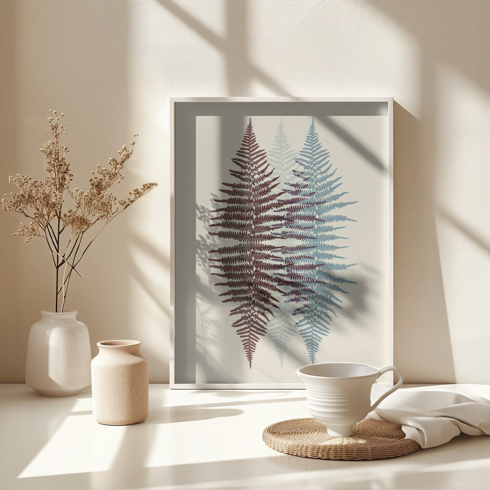 Chocolate and Teal Fern - Poster / Art Print - interiör