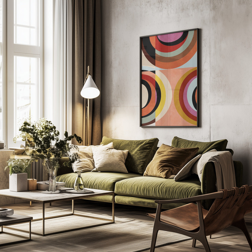 Warm Colors Bauhaus Geometry3 - Poster / Art Print - interiör