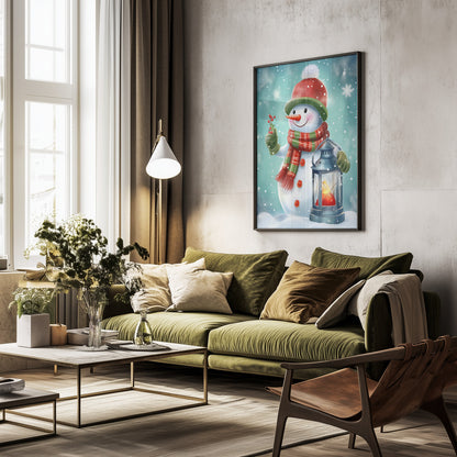Cute Snowman No 2 - Poster / Art Print - interiör