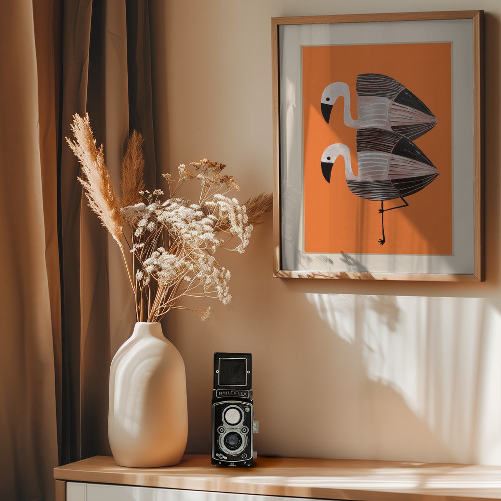 Tangerine Flamingos - Poster / Art Print - interiör