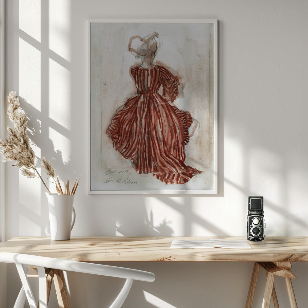 Woman In A Red Striped Dress - Poster / Art Print - interiör
