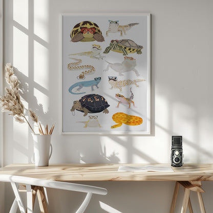 A1 Reptiles In Glasses - Poster / Art Print - interiör