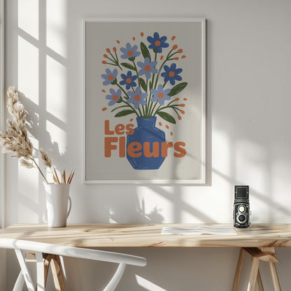Charming Blue Blooms - Poster / Art Print - interiör