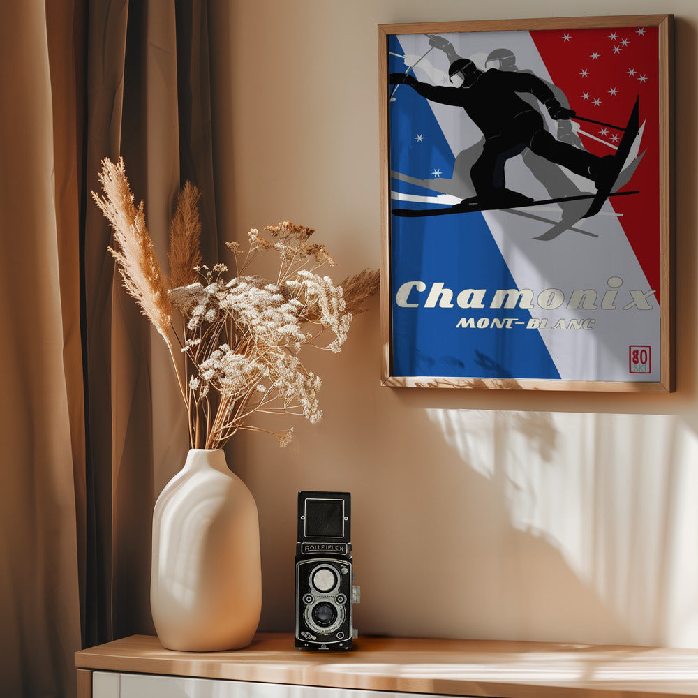 Winter Tourism: Vintage Mont Blanc Camonix - Poster / Art Print - interiör