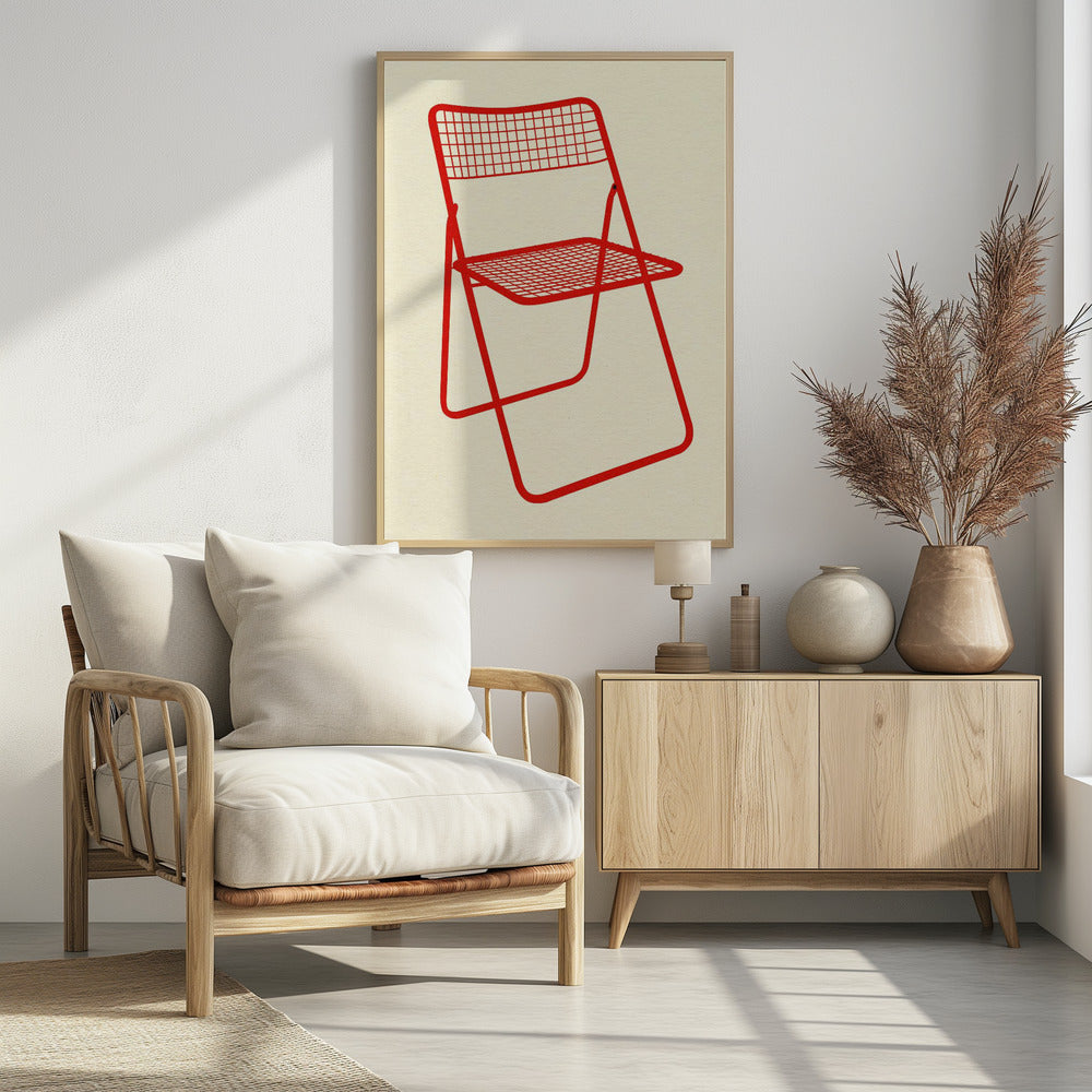 Ted Net Chair Red - Poster / Art Print - interiör