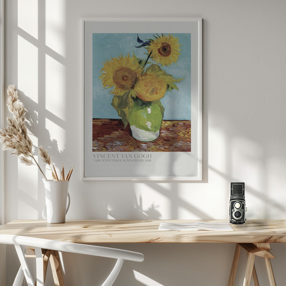 Vase With Three Sunflowers - Poster / Art Print - interiör