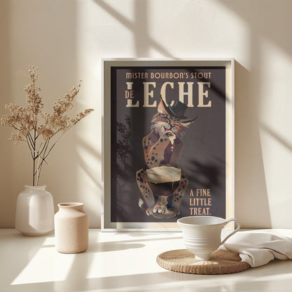 Bourbon De Leche Guinness Style Cat Art - Poster / Art Print - interiör