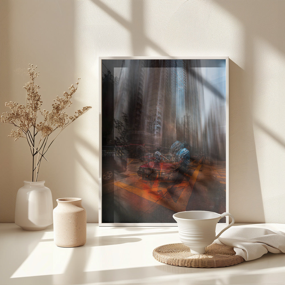 chaos in the streets of HK - Poster / Art Print - interiör