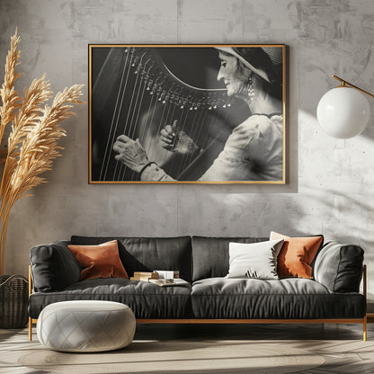 Playing the Harp - Poster / Art Print - interiör