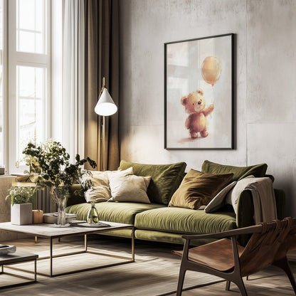 Teddy Bear and Balloon - Poster / Art Print - interiör