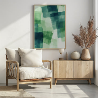 Green Squares - Poster / Art Print - interiör