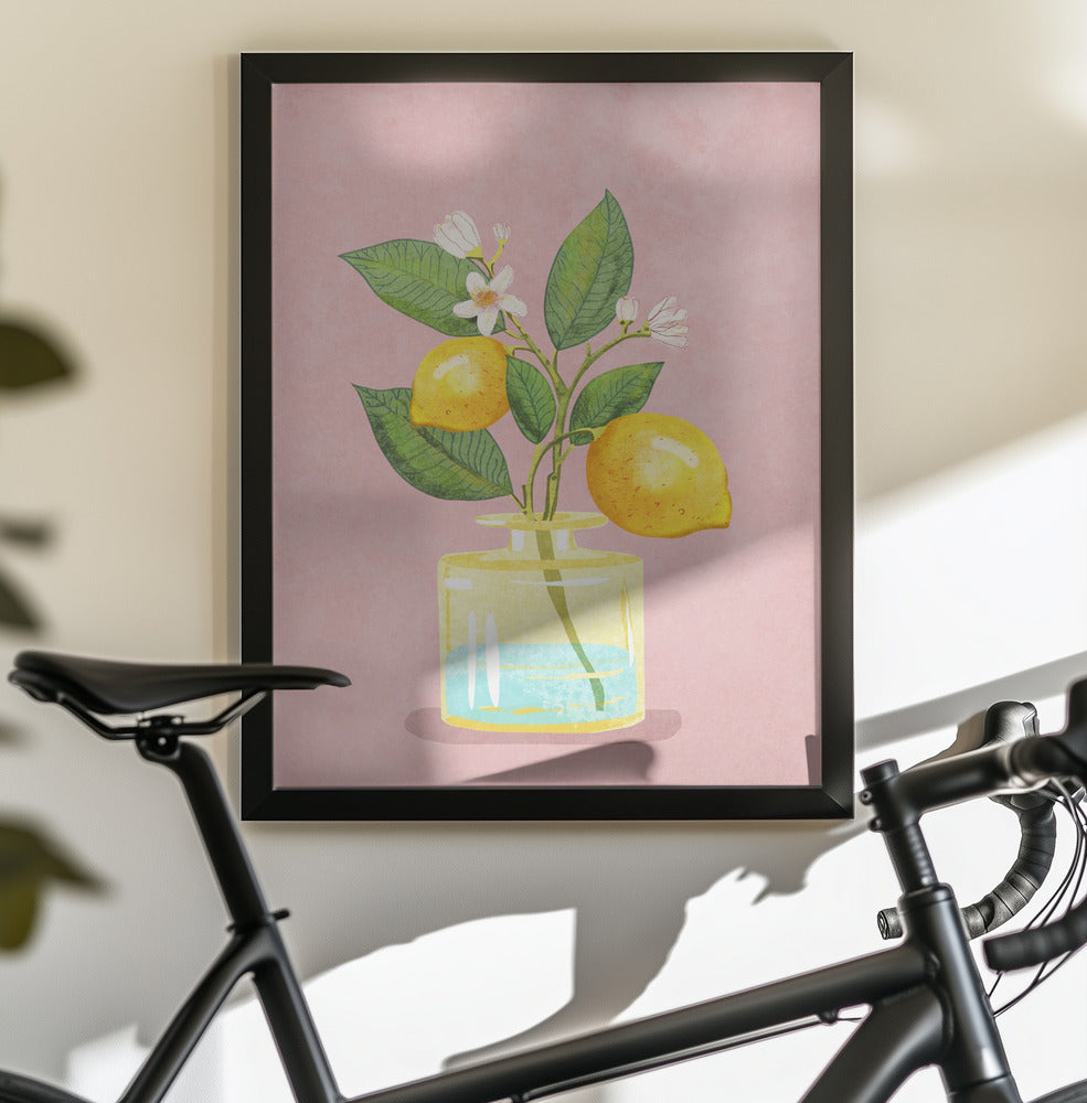 Lemon Bunch In Vase - Poster / Art Print - interiör