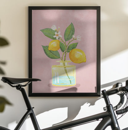 Lemon Bunch In Vase - Poster / Art Print - interiör