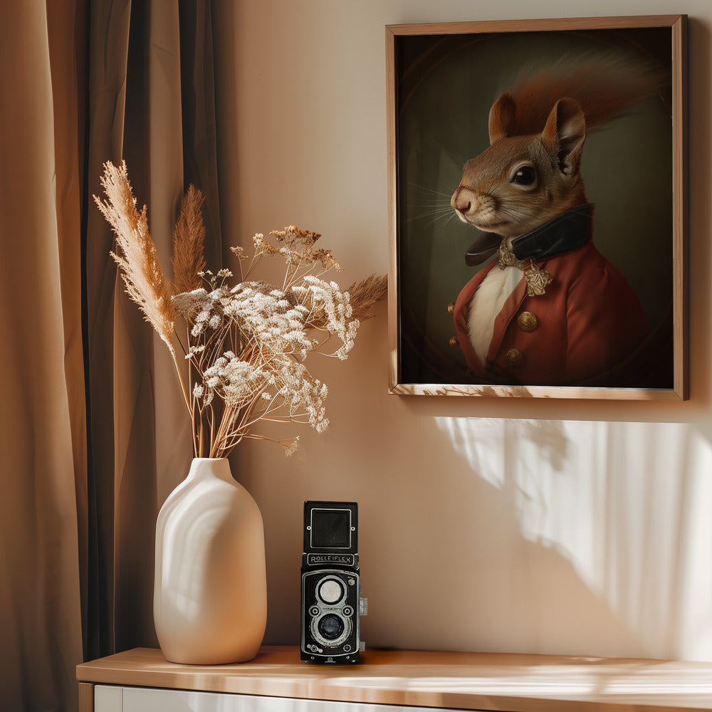 Regal Squirrel Gentleman - Poster / Art Print - interiör