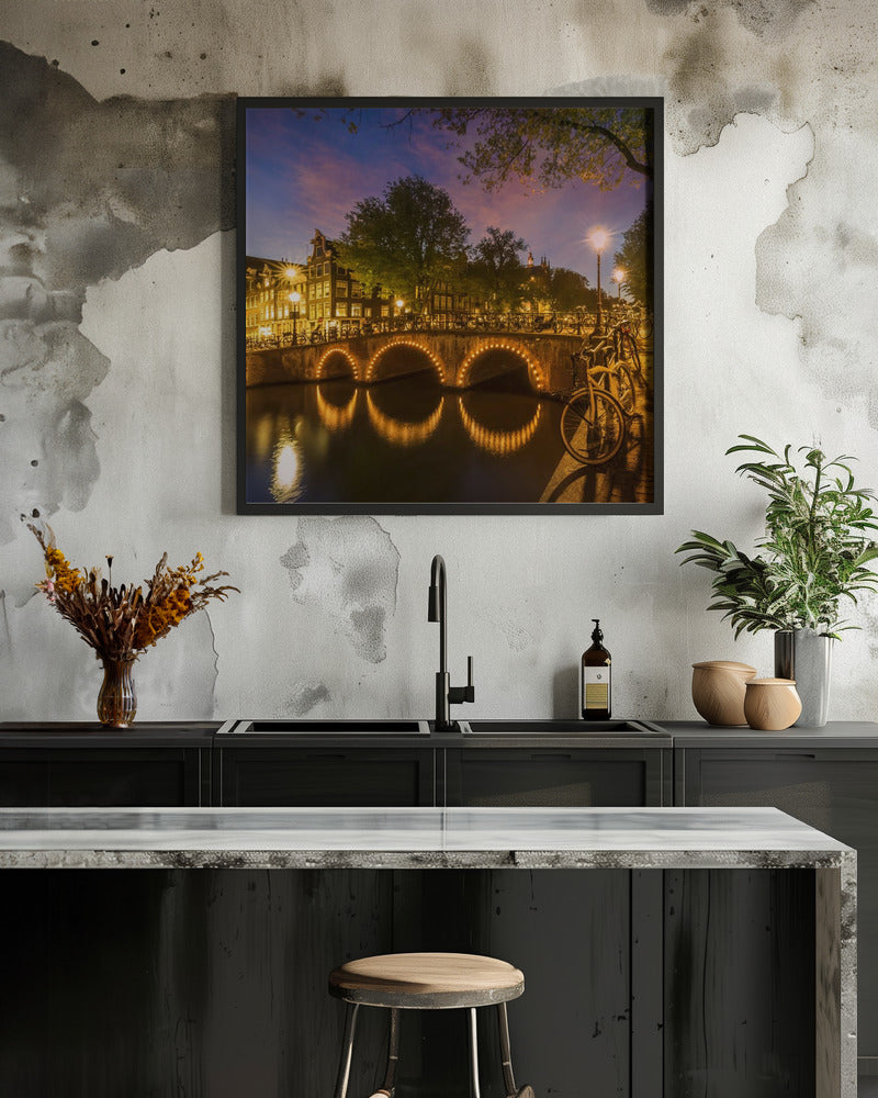 AMSTERDAM Idyllic nightscape from Keizersgracht - Poster / Art Print - interiör