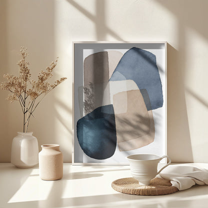 Blue Brown Blocks - Poster / Art Print - interiör