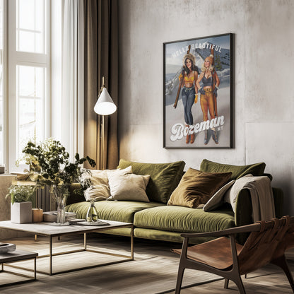 Hello Beautiful Bozeman Montana Ski Pinup Girls - Poster / Art Print - interiör
