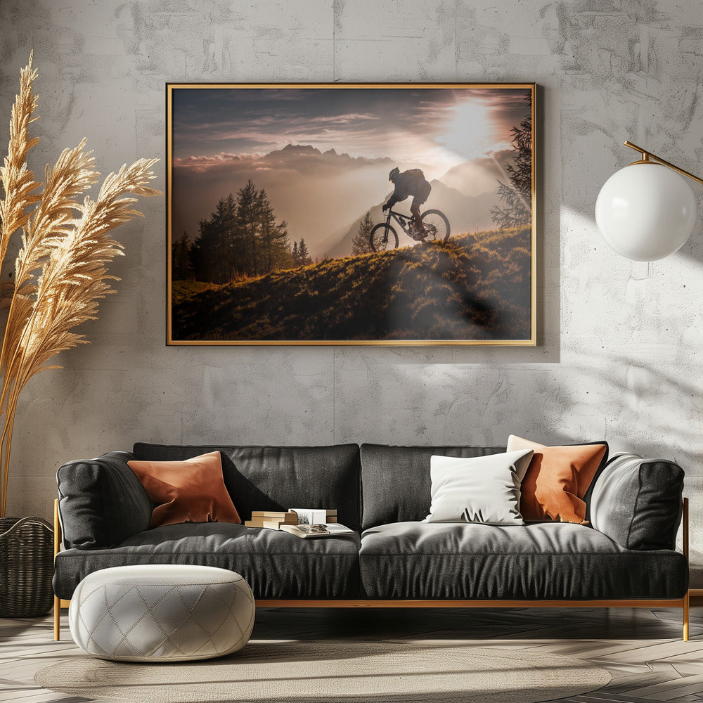 Golden hour biking - Poster / Art Print - interiör