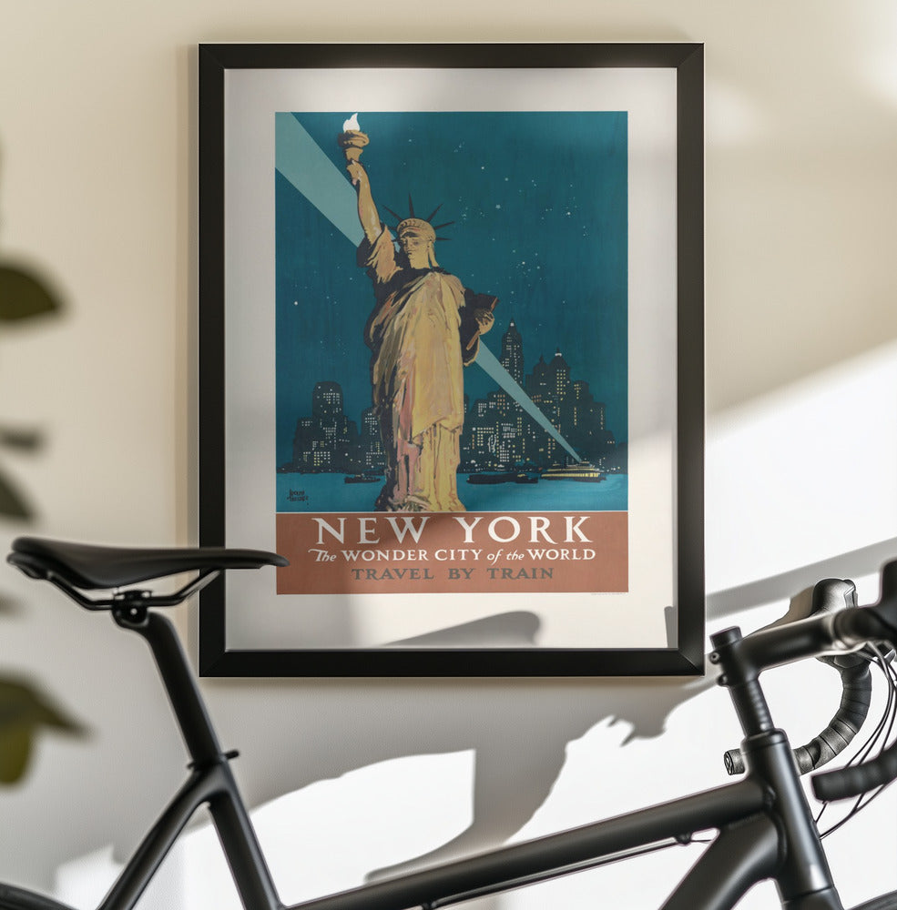 New York, the Wonder City of the World Travel By Train (1927) Poster By Adolph Treidler - Poster / Art Print - interiör